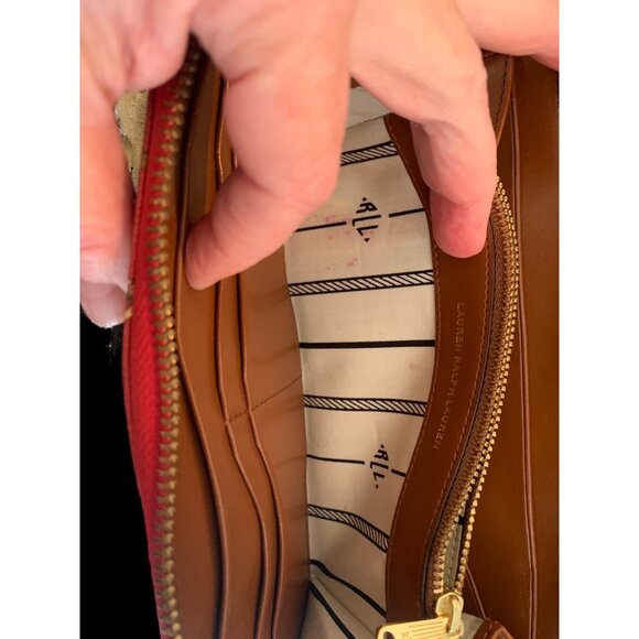Lauren Ralph Lauren All Over Red Rope & Spur Print Deluxe Zipper Wallet Vintage - Picture 7 of 11